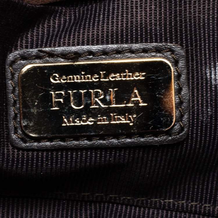 Pre Owned Furla Black/Green Zebra Print Leather Crossbody Bag