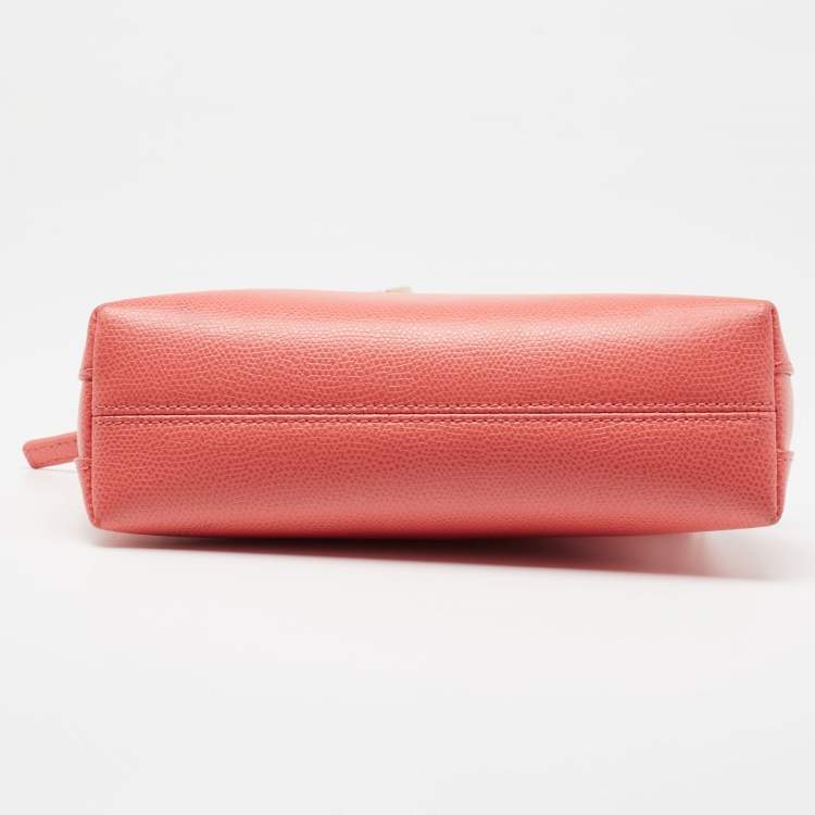 Pre Owned Furla Pink Textured Leather Mini Piper Crossbody Bag