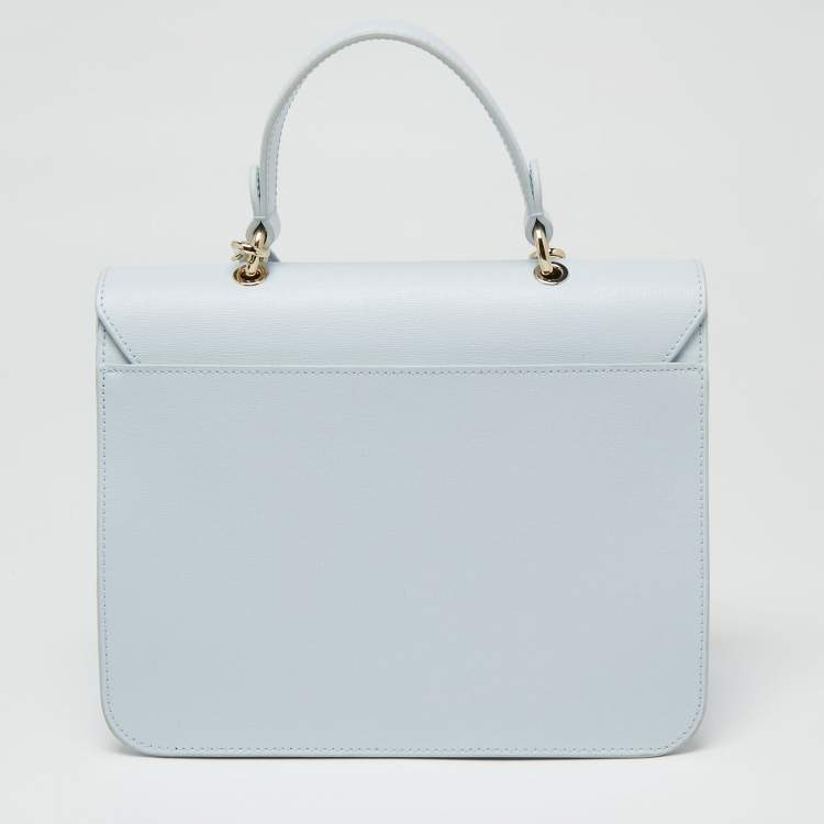 Pre Owned Furla Sky Blue Leather Bella Top Handle Bag