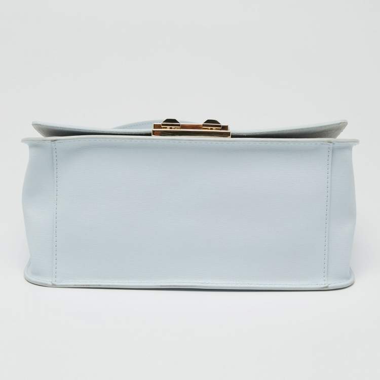 Pre Owned Furla Sky Blue Leather Bella Top Handle Bag