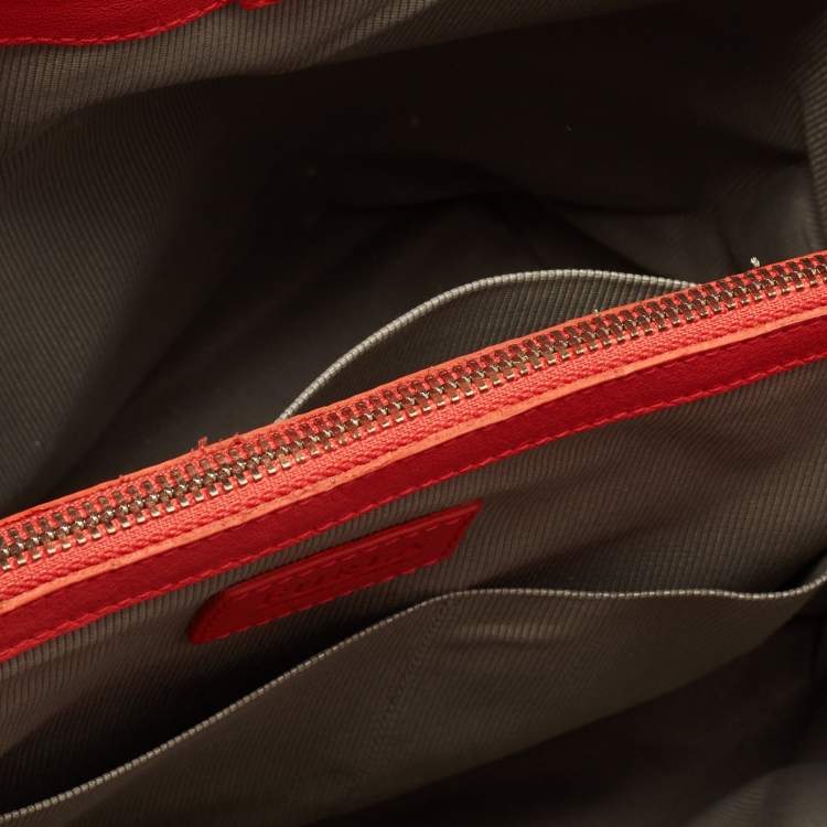 Pre Owned Furla Orange Leather Tote