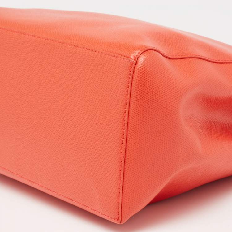 Pre Owned Furla Orange Leather Tote