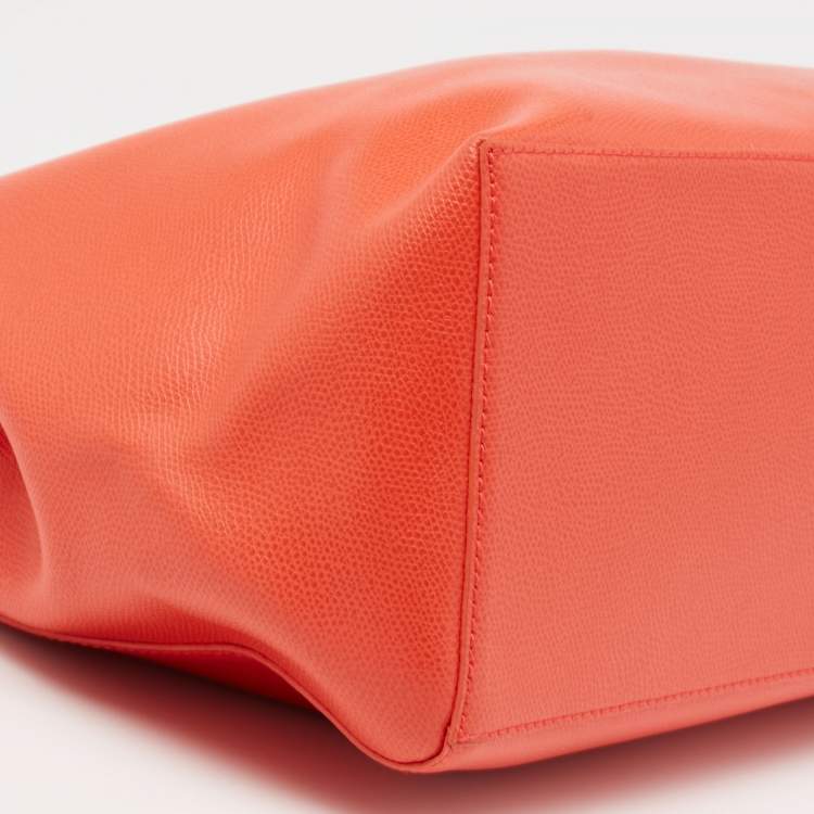 Pre Owned Furla Orange Leather Tote