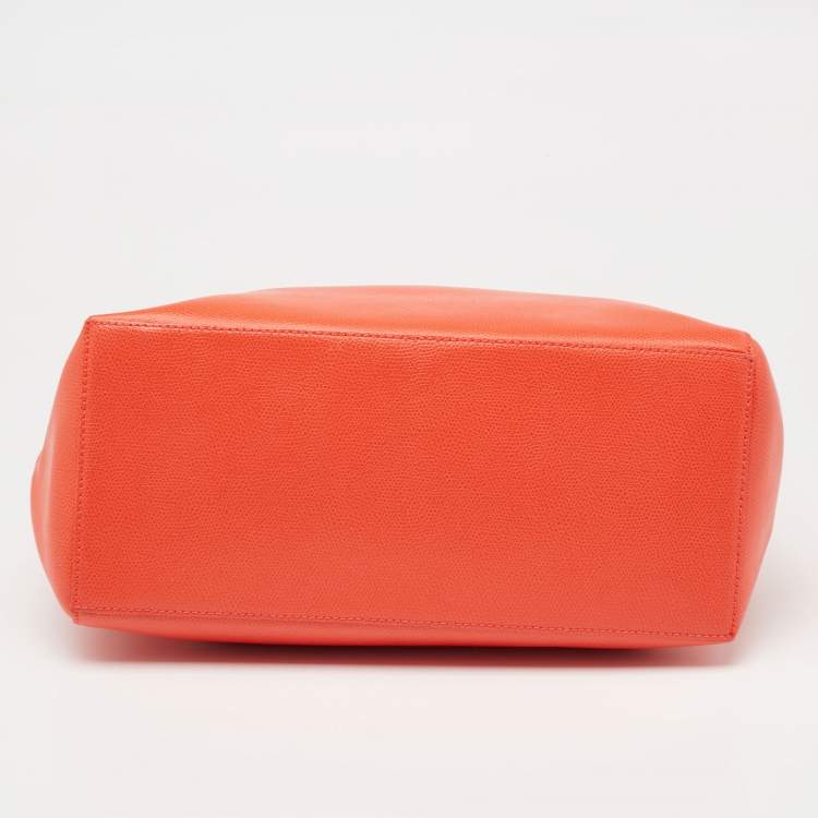 Pre Owned Furla Orange Leather Tote