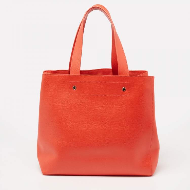 Pre Owned Furla Orange Leather Tote