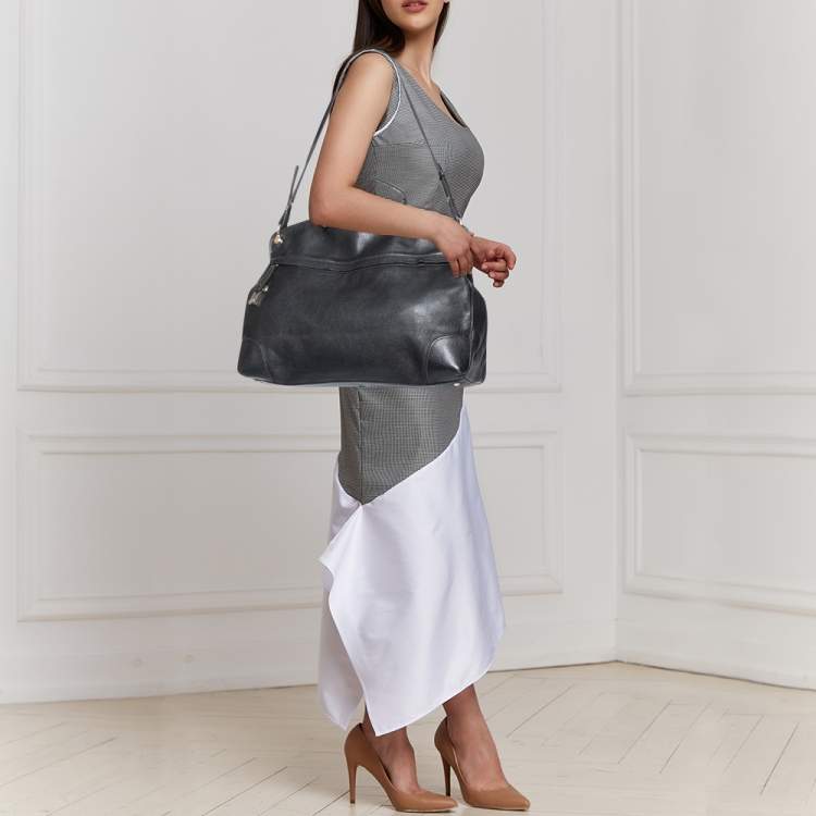 Pre Owned Furla Black Leather Tote