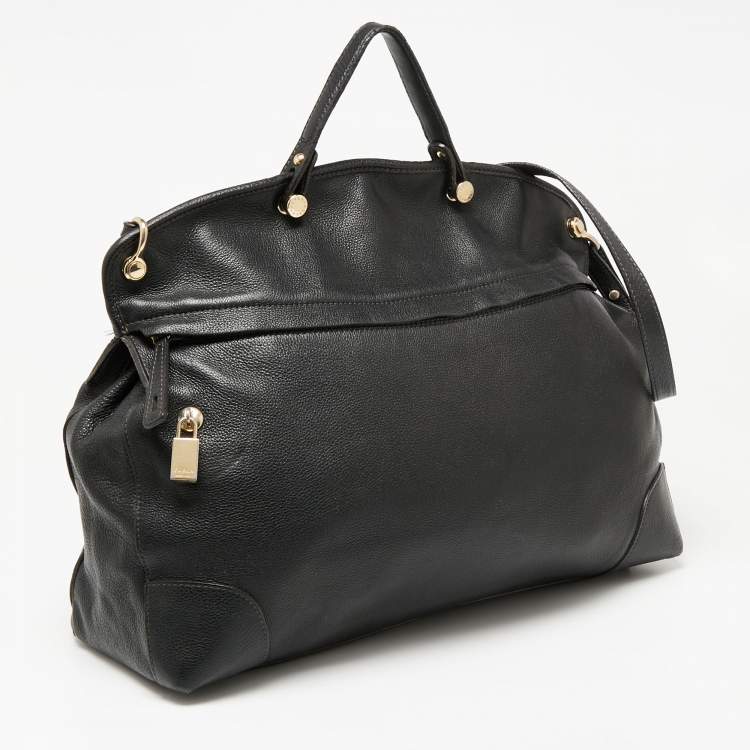 Pre Owned Furla Black Leather Tote