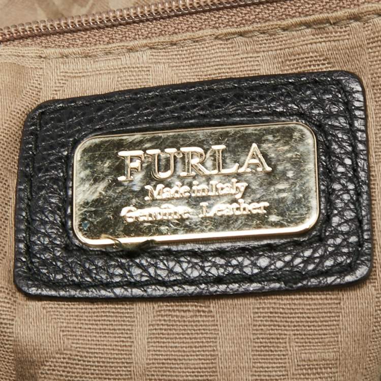 Pre Owned Furla Black Leather Tote