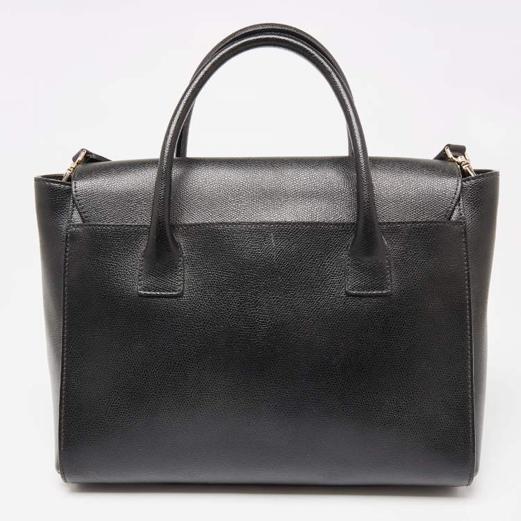 Pre Owned Furla Black Leather Metropolis Tote