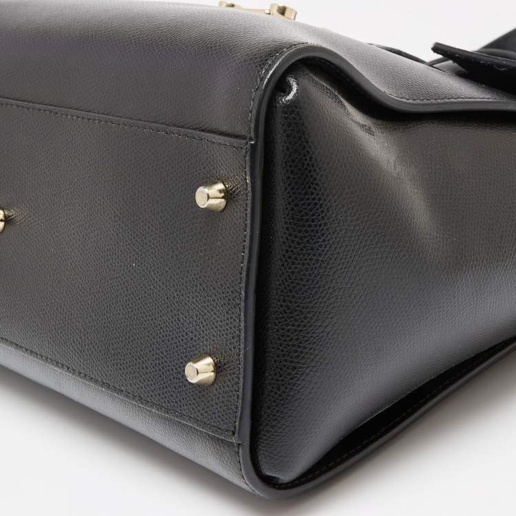 Pre Owned Furla Black Leather Metropolis Tote