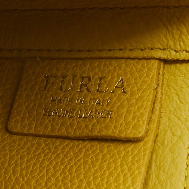 Pre Owned Furla Yellow Leather Small Capriccio Tote 