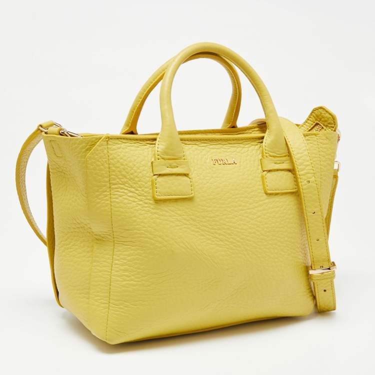 Pre Owned Furla Yellow Leather Small Capriccio Tote 