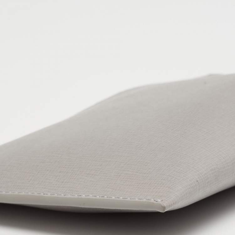 Pre Owned Furla Grey Leather Zip Slim Wristlet Pouch 