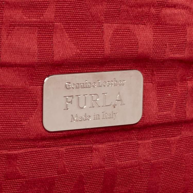 Pre Owned Furla Red Leather Bow Clutch