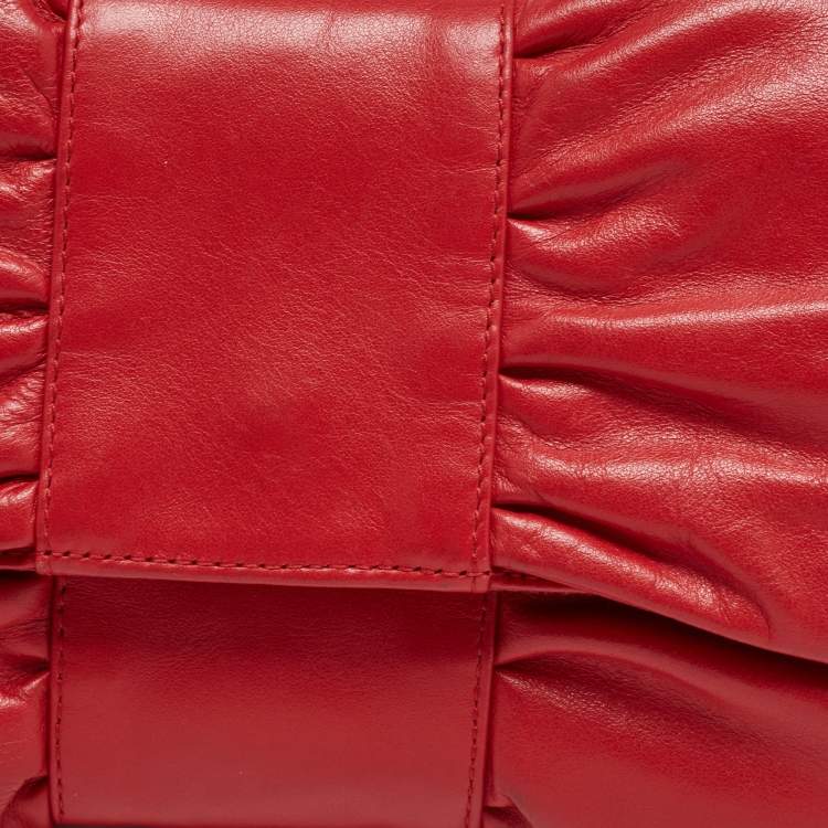 Pre Owned Furla Red Leather Bow Clutch