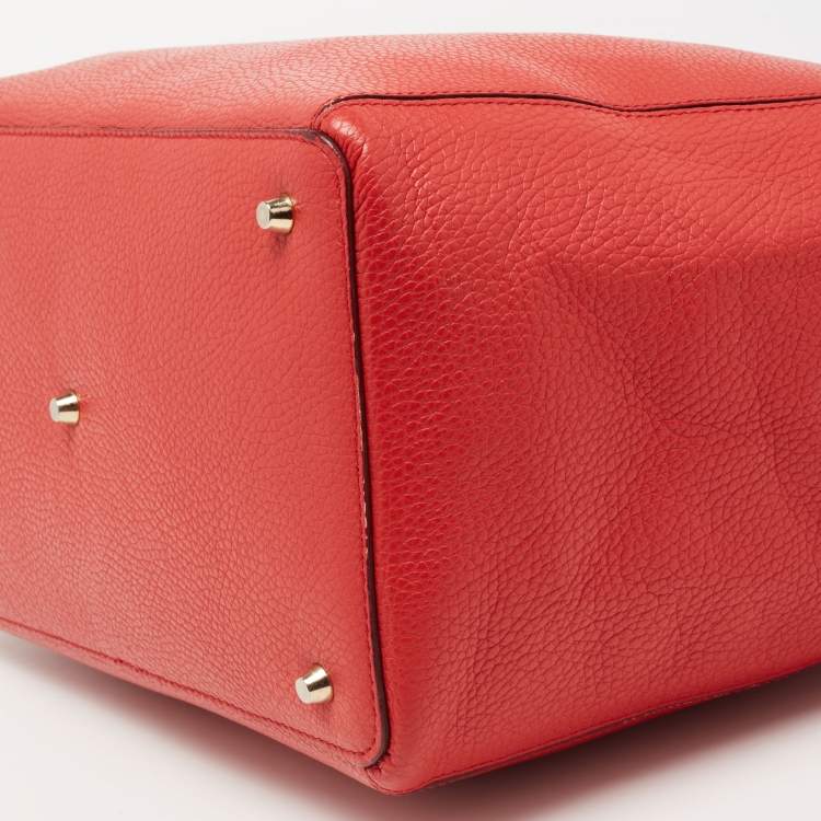 Pre Owned Furla Red/Black Soft Leather Fantasia Snap Tote
