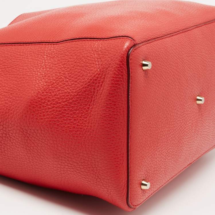 Pre Owned Furla Red/Black Soft Leather Fantasia Snap Tote