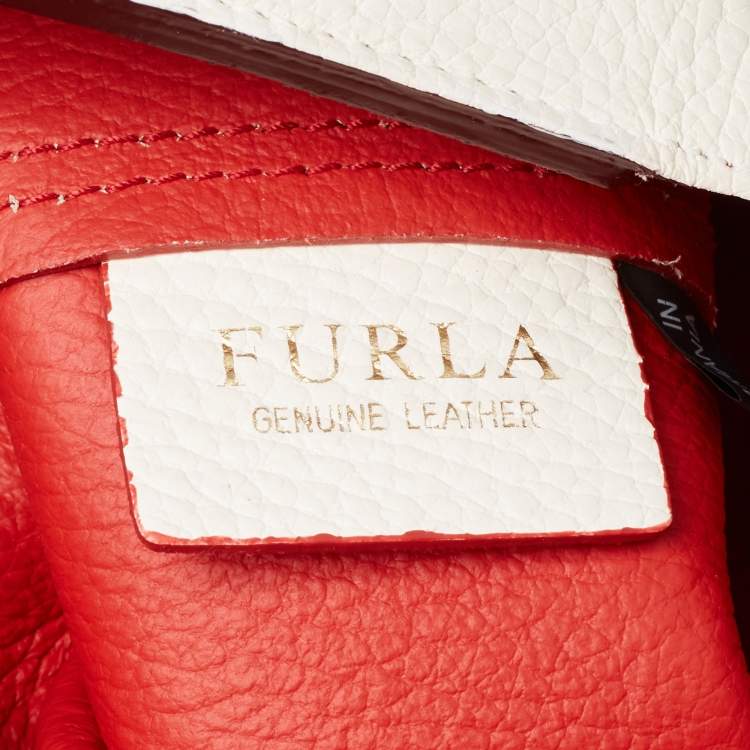 Pre Owned Furla Red/Black Soft Leather Fantasia Snap Tote