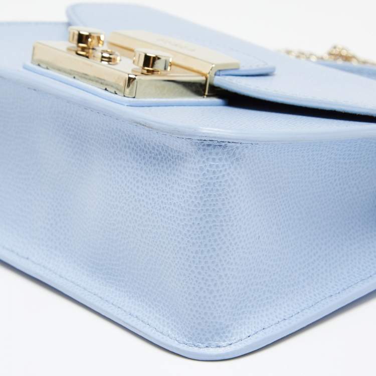 Pre Owned Furla Blue Leather Metropolis Top Handle Bag