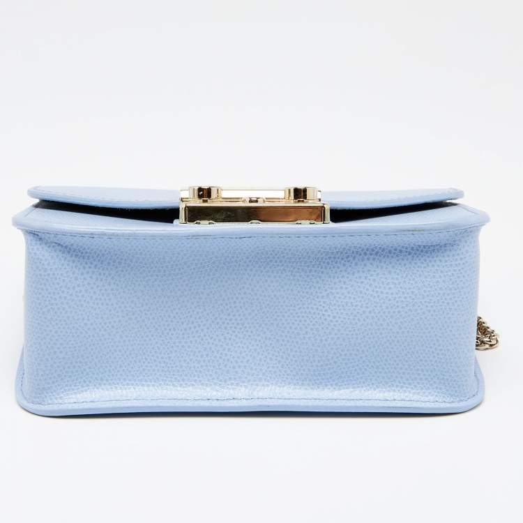 Pre Owned Furla Blue Leather Metropolis Top Handle Bag