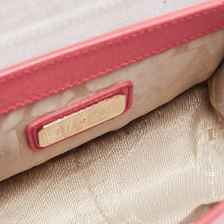 Pre Owned Furla Coral Pink Saffiano Leather Mini Metropolis Chain Shoulder Bag