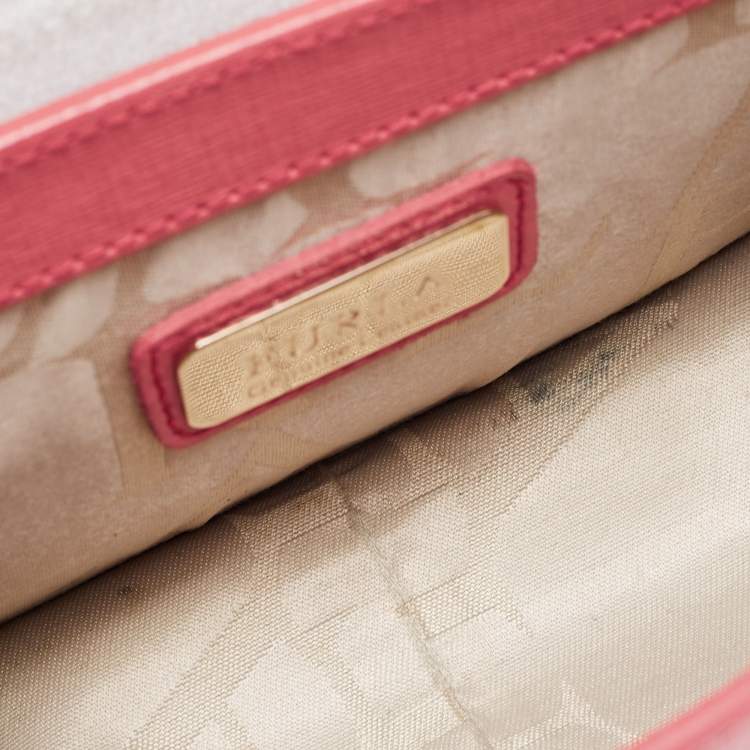 Pre Owned Furla Coral Pink Saffiano Leather Mini Metropolis Chain Shoulder Bag