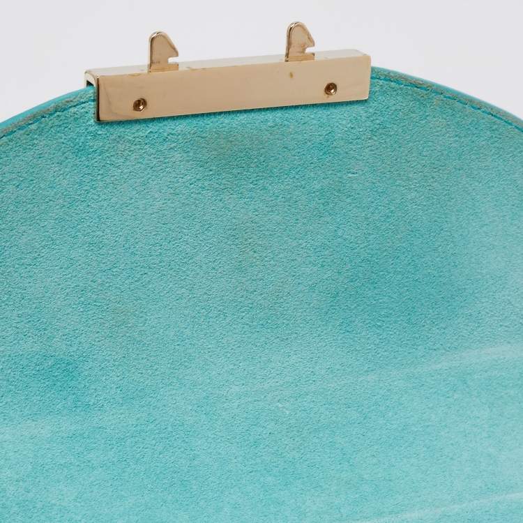 Pre Owned Furla Turquoise Leather Mini Metropolis Chain Crossbody Bag