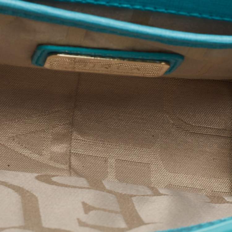 Pre Owned Furla Turquoise Leather Mini Metropolis Chain Crossbody Bag