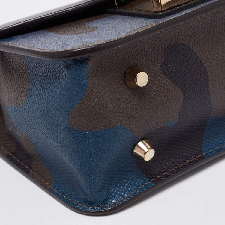 Pre Owned Furla Multicolor Camo Print Leather Mini Metropolis Chain Crossbody Bag