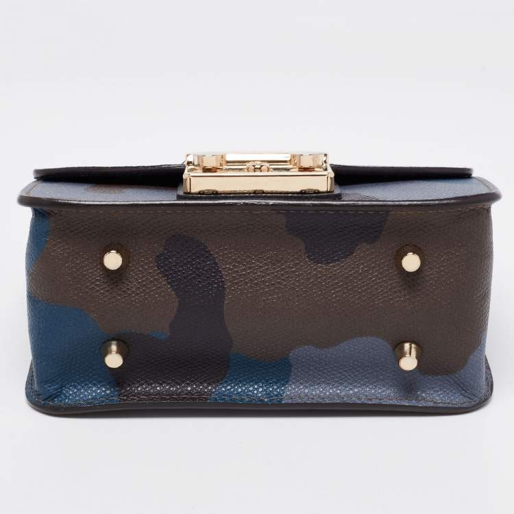 Pre Owned Furla Multicolor Camo Print Leather Mini Metropolis Chain Crossbody Bag