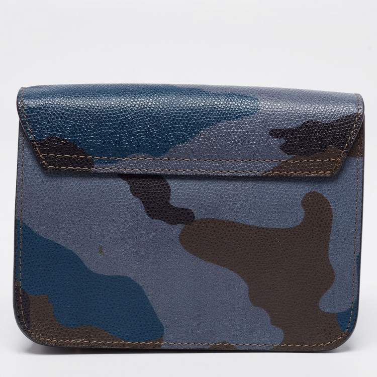 Pre Owned Furla Multicolor Camo Print Leather Mini Metropolis Chain Crossbody Bag