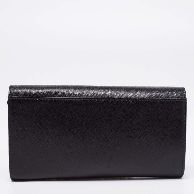 Pre Owned Furla Black Leather Wallet On Chain