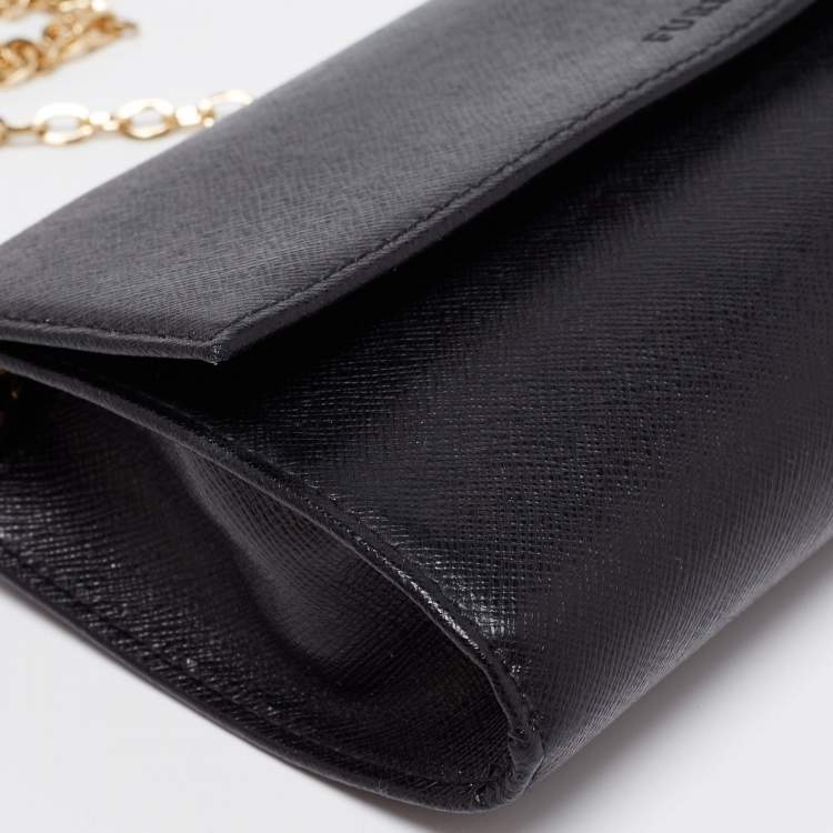Pre Owned Furla Black Leather Wallet On Chain