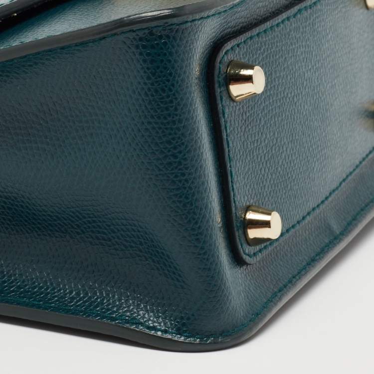 Pre Owned Furla Teal Blue Leather Mini Metropolis Chain Shoulder Bag