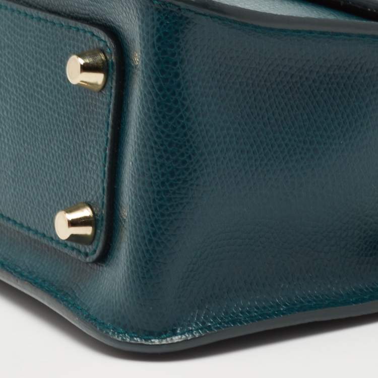 Pre Owned Furla Teal Blue Leather Mini Metropolis Chain Shoulder Bag