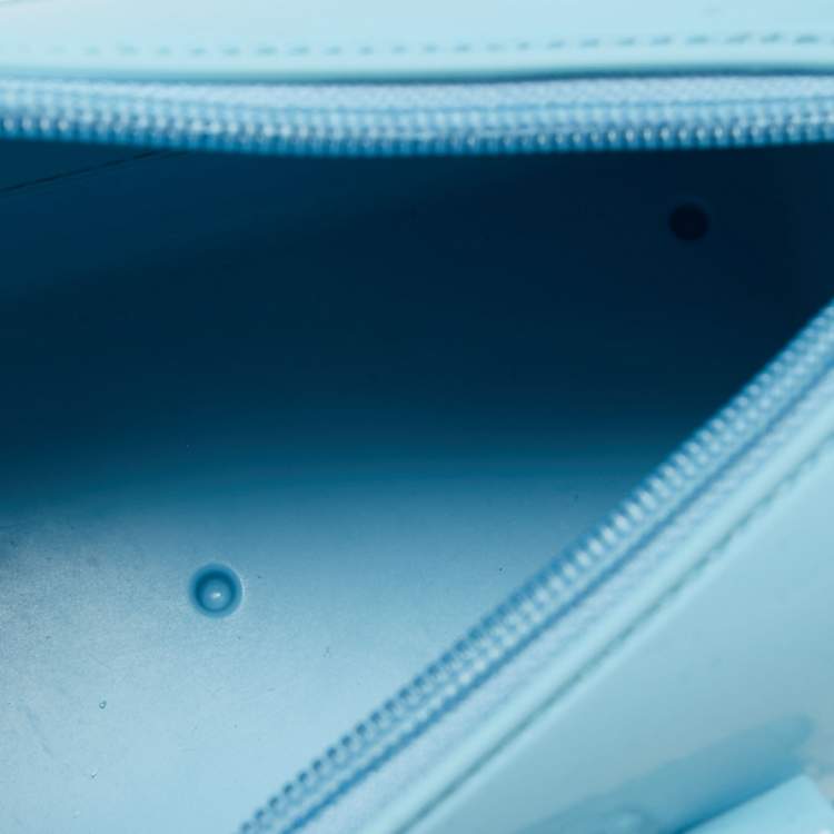 Pre Owned Furla Light Blue Rubber Mini M Candy Boston Bag