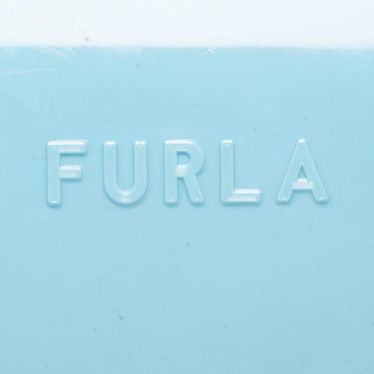 Pre Owned Furla Light Blue Rubber Mini M Candy Boston Bag