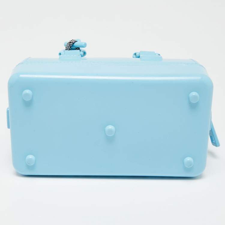 Pre Owned Furla Light Blue Rubber Mini M Candy Boston Bag