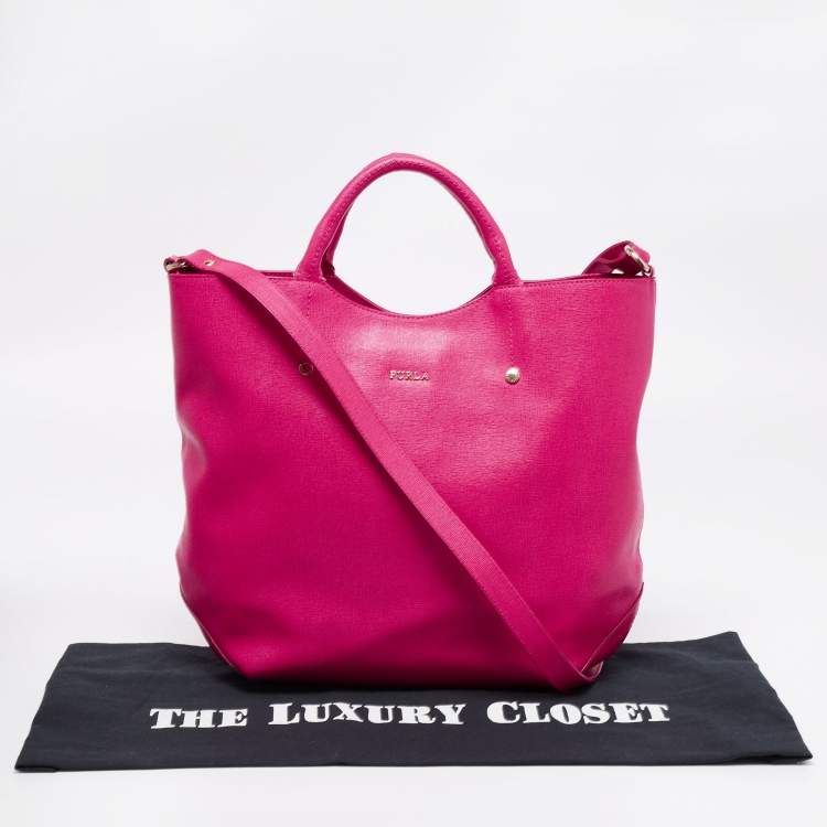 Pre Owned Furla Pink Leather Alissa Tote