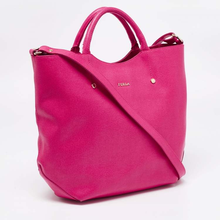 Pre Owned Furla Pink Leather Alissa Tote