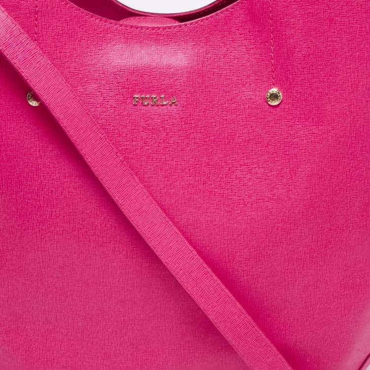 Pre Owned Furla Pink Leather Alissa Tote
