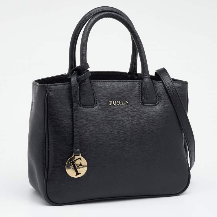 Pre Owned Furla Black Leather Capriccio Tote