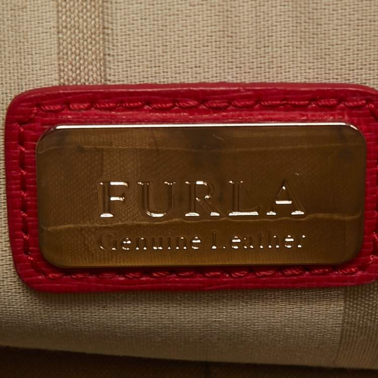 Pre Owned Furla Red Leather Mini Metropolis Chain Crossbody Bag