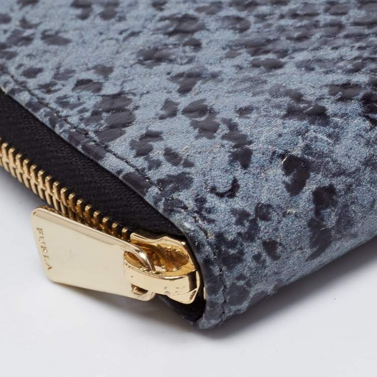 Pre Owned Furla Black/Grey Python Effect Leather Zip Around Wallet