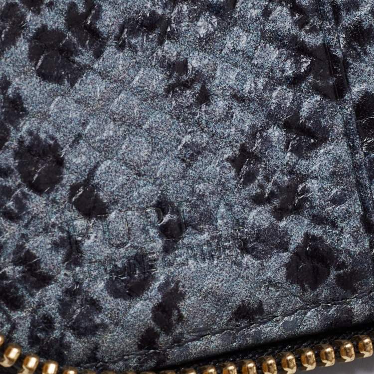 Pre Owned Furla Black/Grey Python Effect Leather Zip Around Wallet