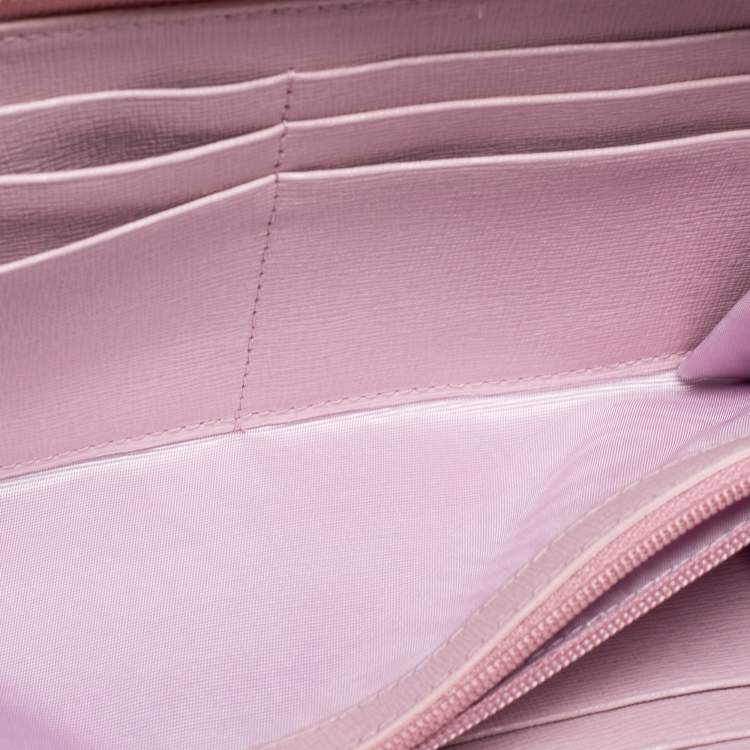 Pre Owned Furla Lilac Leather Zip Around Wallet