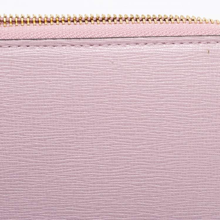 Pre Owned Furla Lilac Leather Zip Around Wallet