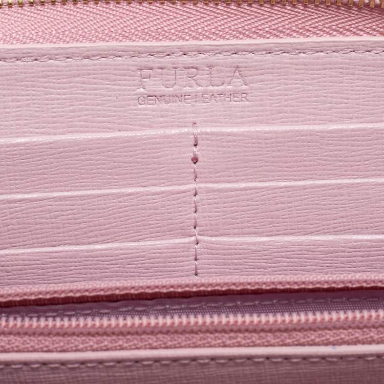 Pre Owned Furla Lilac Leather Zip Around Wallet