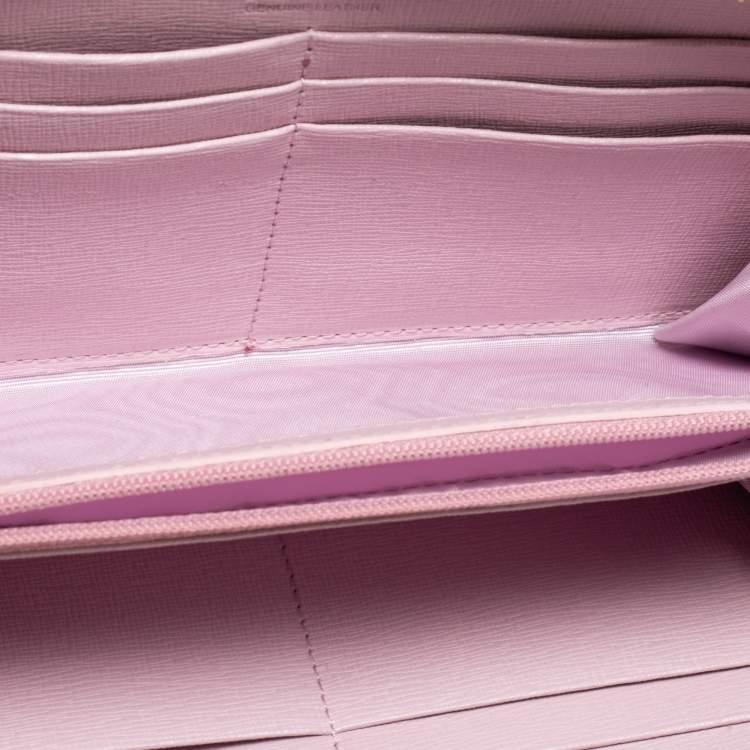 Pre Owned Furla Lilac Leather Zip Around Wallet