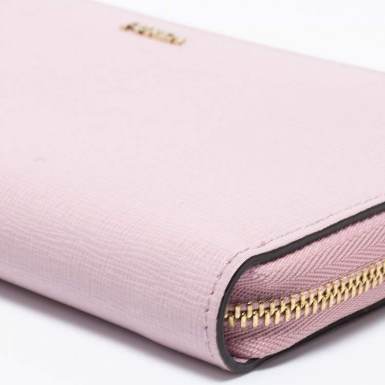 Pre Owned Furla Lilac Leather Zip Around Wallet